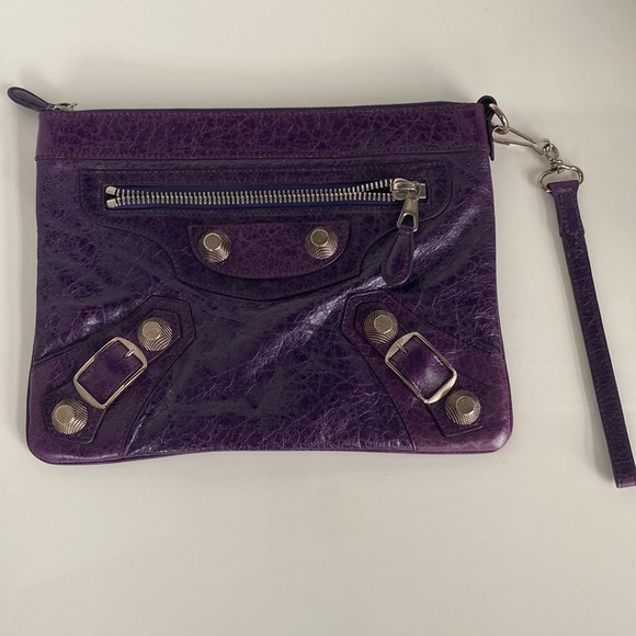 SOLD- Balenciaga Vintage Giant Motocross Flat Violet Purple Clutch Bag Wristlet - Picture 4 of 17